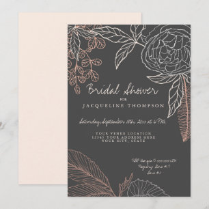 Invitación Lápiz Dibujo Línea Arte Carbón Flor Pelo Leaf