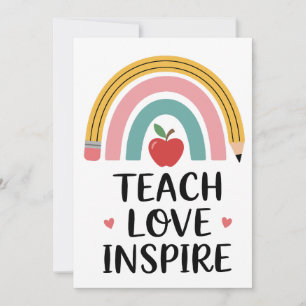 Invitación Lápiz Vibrante del Profesor Arcoíris con Manzana R