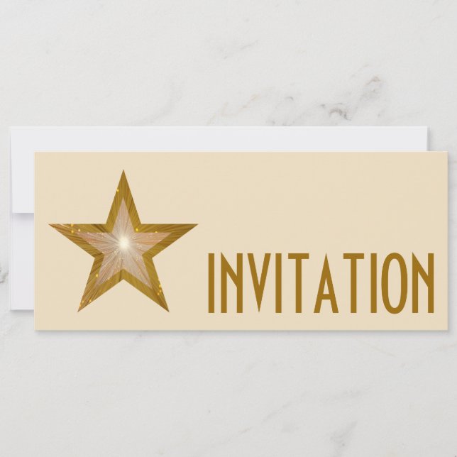 Invitación Larga crema de 'INVITACIÓN' Gold Star (Anverso)