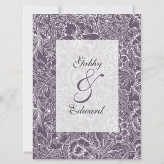 Invitación larga del boda del vintage púrpura de