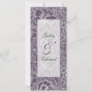 Invitación larga del boda del vintage púrpura de