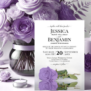 Invitación Larga Lavanda Rosa Púrpura Boda Elegante