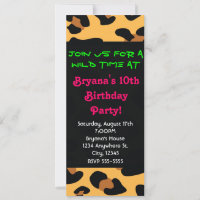 Invitación larga negra con estampado de animal leo