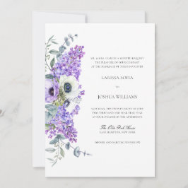 Invitación Larissa Elegante Floral Púrpura Vestido de Novia T