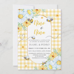 Invitación Las abejas y las flores blancas revelan el género 