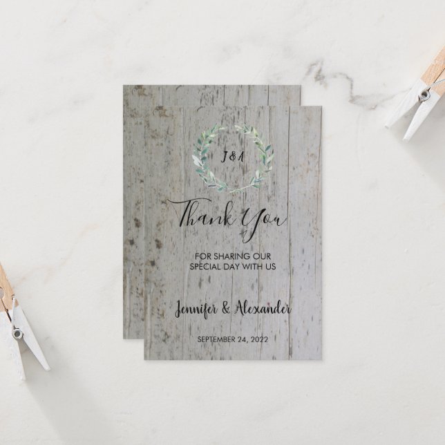 Invitación Las acuarelas rusas dejan madera Gracias boda (Anverso/Reverso In Situ)