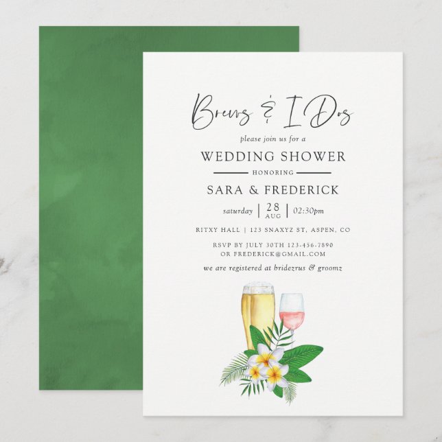 Invitación Las Acuarelas Tropicales Se Rían Antes De La I Dos (Anverso / Reverso)