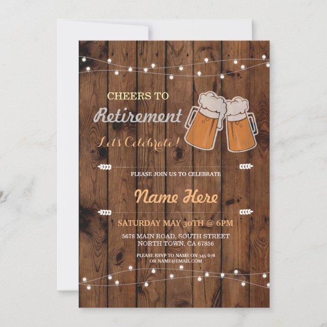 Invitación Las alegrías a las cervezas de madera del fiesta (Anverso)