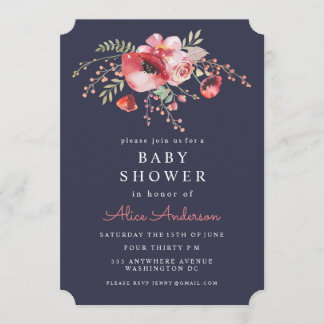 Invitación Las amapolas florales Baby Shower de la acuarela