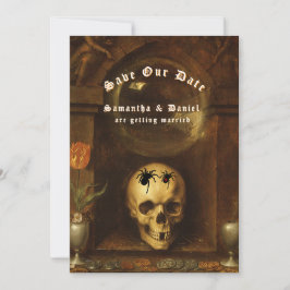 Invitación Las arañas del cráneo del Gótico Boda de Halloween