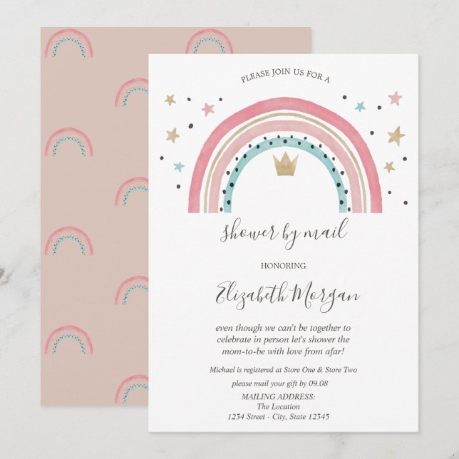 Invitación Las arboladas cortan Baby Shower virtual por corre (Anverso / Reverso)