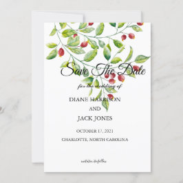 Invitación Las bayas rosas y el follaje verde salvan la fecha