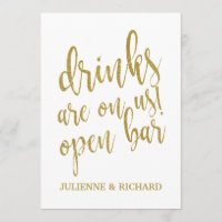 ¡Las bebidas corren por nuestra cuenta! Señal de b