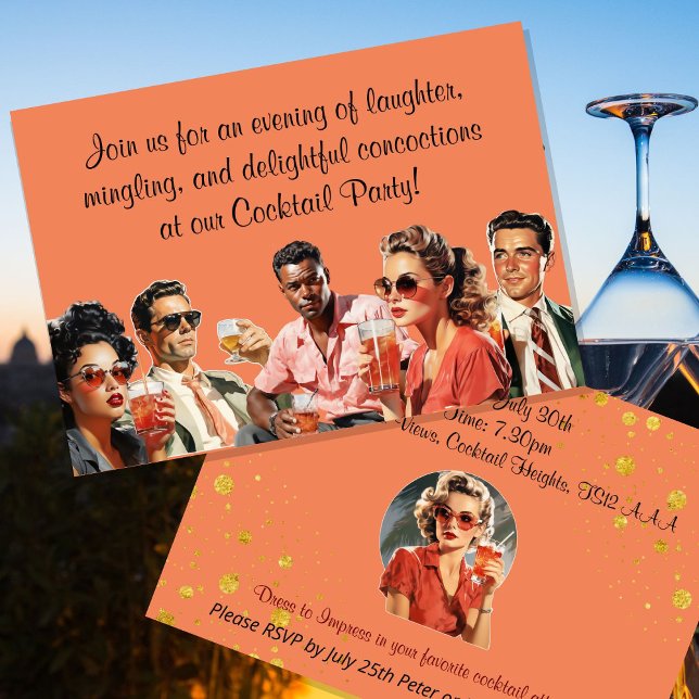 Invitación Las bebidas de los fiestas de cócteles se reúnen e (Subido por el creador)