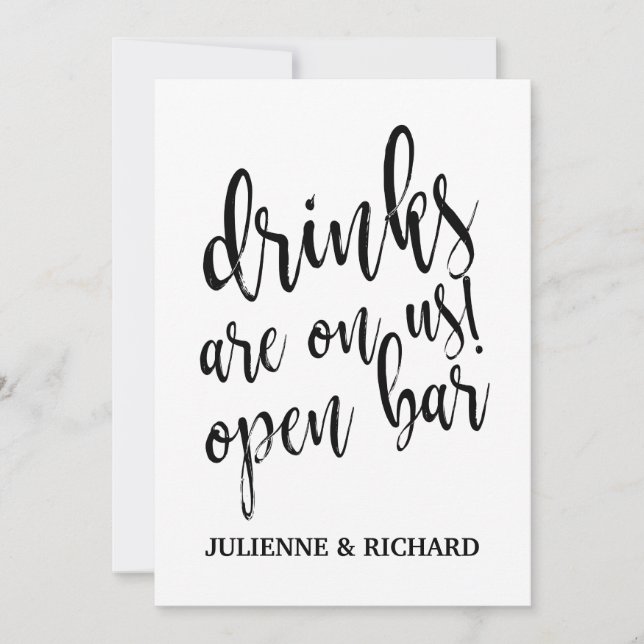 Invitación ¡Las bebidas están sobre nosotros! Rótulo de bar B (Anverso)
