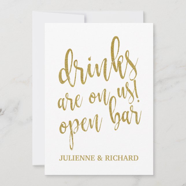 Invitación ¡Las bebidas están sobre nosotros! Rótulo de bar B (Anverso)