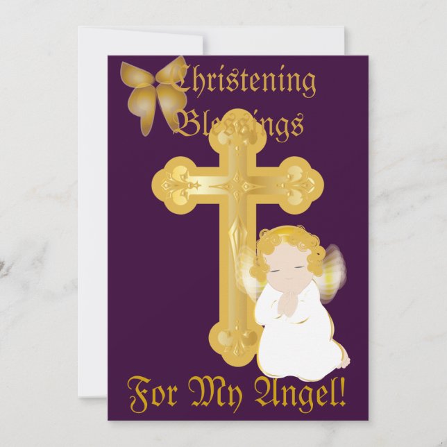 Invitación Las bendiciones del bautizo de mi ángel-Personaliz (Anverso)