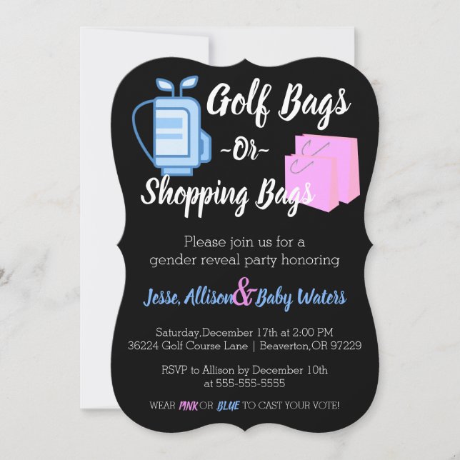 Invitación Las bolsas de golf o los bolsos de compras que el (Anverso)