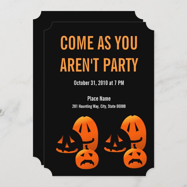 Invitación Las calabazas de Halloween vienen cuando no te inv (Anverso / Reverso)