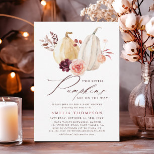 Invitación Las calabazas gemelas caen en Baby Shower