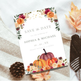 Invitación Las calabazas otoñales caen florales salvan la fec