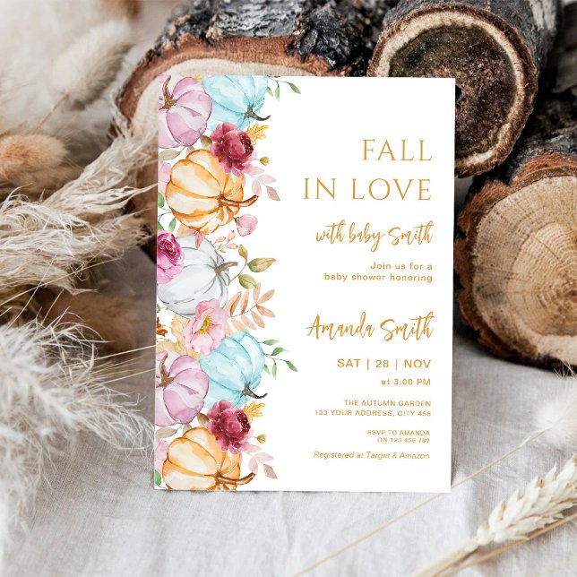 Invitación Las calabazas Pastel de otoño se enamoran de Baby  (Subido por el creador)