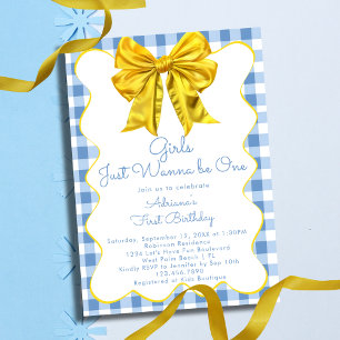 Invitación Las chicas solo quieren ser un amarillo azul Cumpl