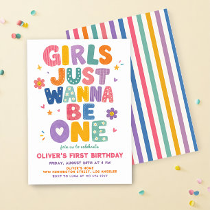 Invitación Las chicas solo quieren ser un cumpleaños colorido