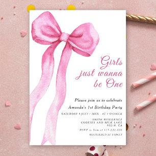 Invitación Las chicas solo quieren ser un lazo rosa en su pri