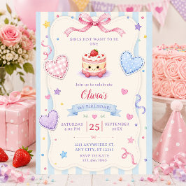 Invitación Las chicas solo quieren ser una tarta de cumpleaño