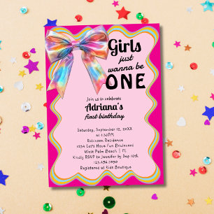 Invitación Las chicas solo quieren ser uno Cumpleaños Retro 1