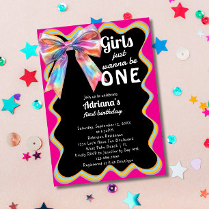 Invitación Las chicas solo quieren ser uno Cumpleaños Retro 1