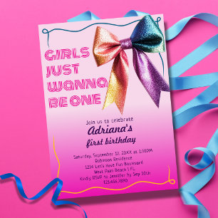 Invitación Las chicas solo quieren ser uno Fiesta de cumpleañ