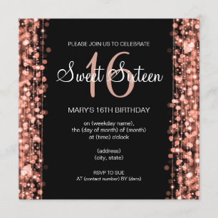 Invitación Las chispas del fiesta del dulce dieciséis subió