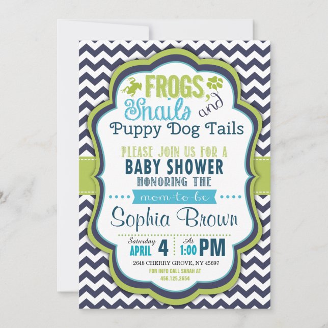 Invitación Las colas Baby Shower de las ranas, de los (Anverso)