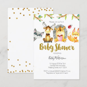Invitación Las criaturas animales Baby Shower del arbolado