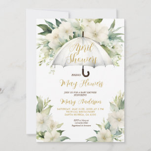 Invitación Las duchas de abril de paraguas traen flores de ma