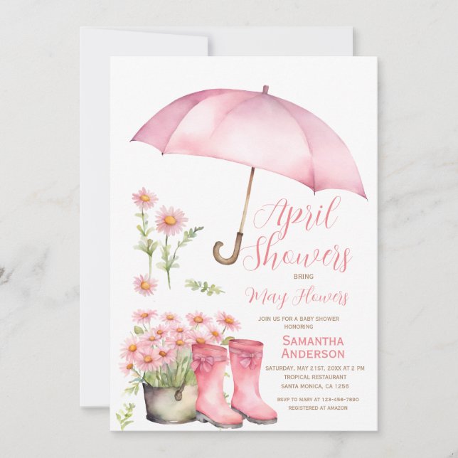 Invitación Las duchas de abril de paraguas traen flores de ma (Anverso)