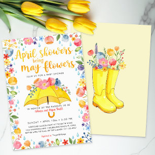 Invitación Las duchas de abril traen Baby Shower de las flore