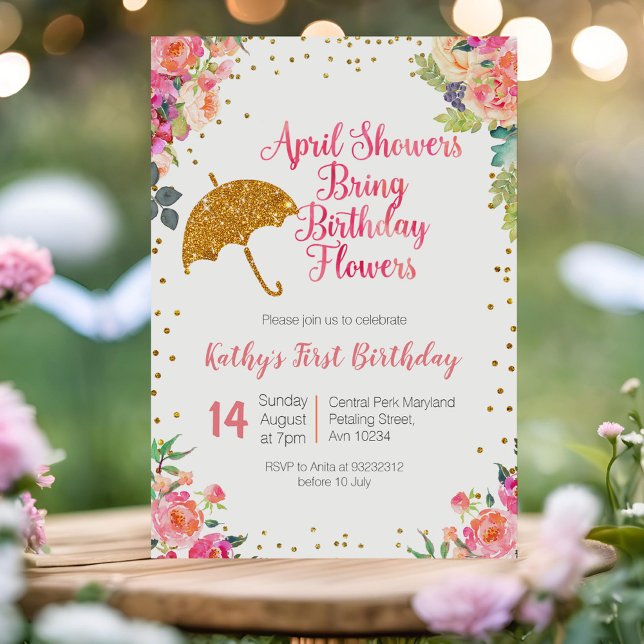 Invitación Las duchas de abril traen flores de cumpleaños (Subido por el creador)