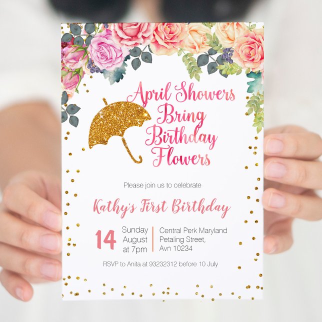 Invitación Las duchas de abril traen flores de cumpleaños (Subido por el creador)