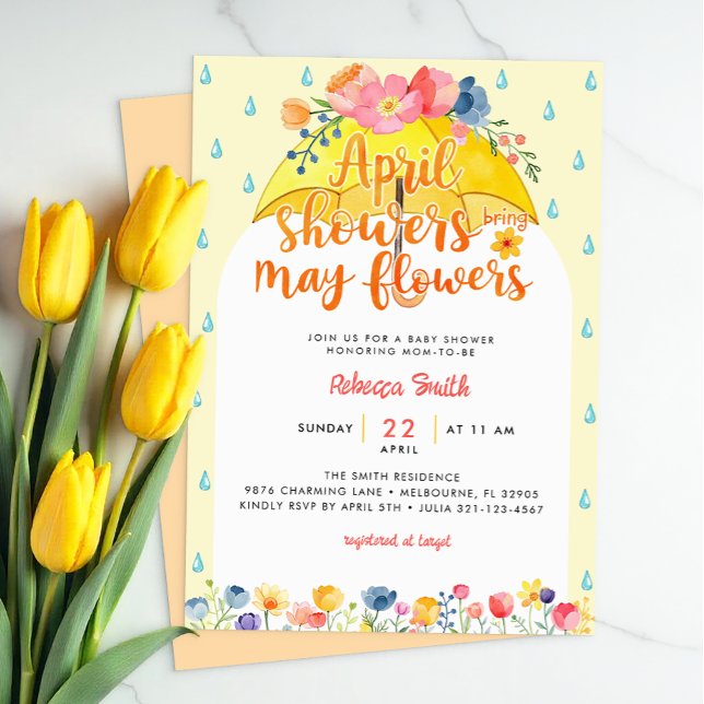 Invitación Las duchas de abril traen flores de mayo Invita Ba (Spring Baby Shower Invitation)