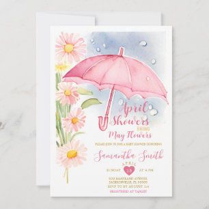 Invitación Las duchas de abril traen flores de mayo paraguas 