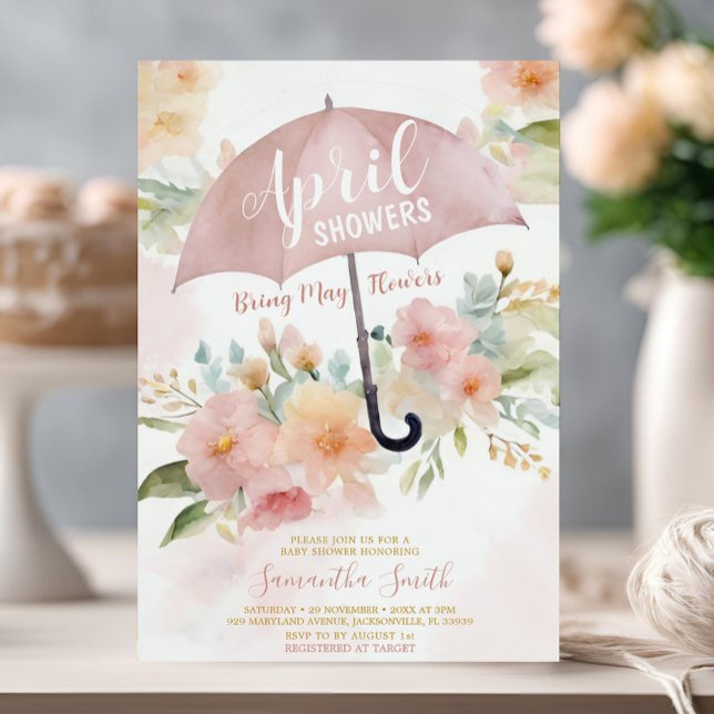 Invitación Las duchas rosa de abril de Rubor traen paraguas d (Subido por el creador)