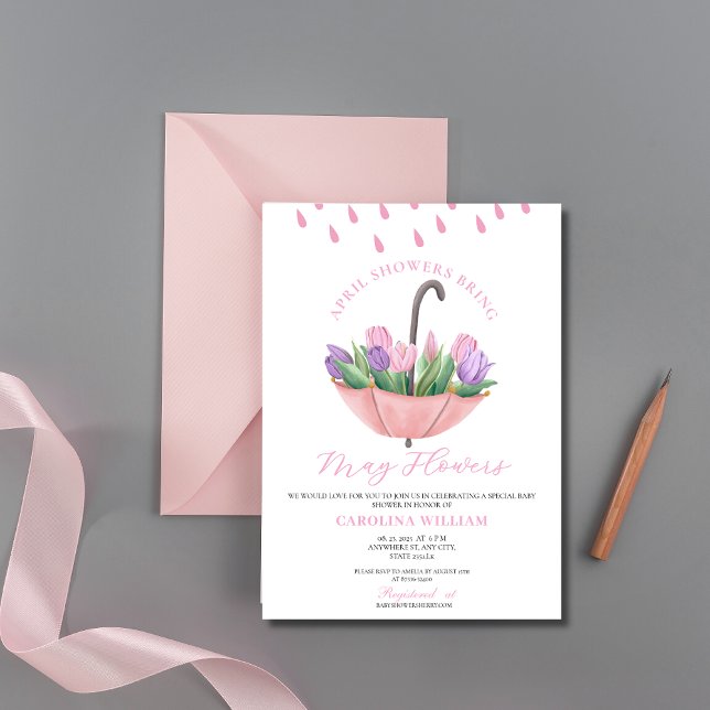 Invitación Las duchas rosadas de abril traen Baby Shower de l (Subido por el creador)