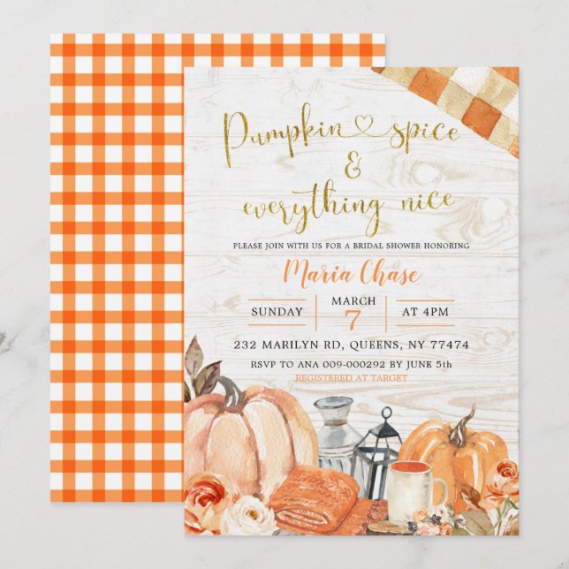 Invitación Las especias rusas de calabaza otoñal y todo bueno (Anverso / Reverso)