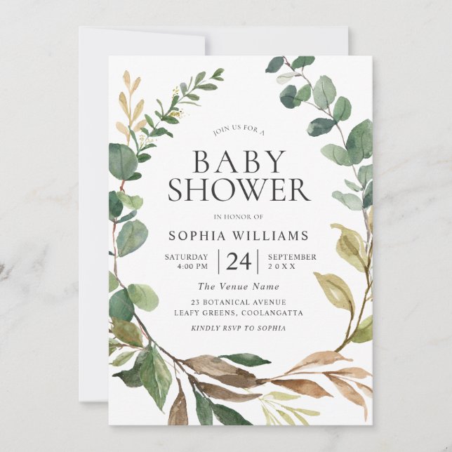 Invitación Las espléndidas hojas verdes arrasaron Baby Shower (Anverso)