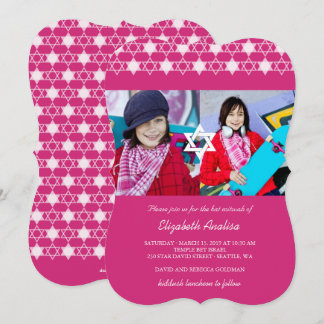 Invitación Las Estrellas De David Bat Mitzvah En Fuchsia Mode