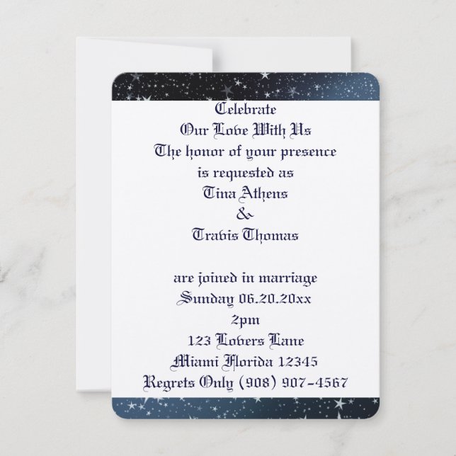 Invitación Las estrellas del cielo aman a la Boda novia Groom (Anverso)