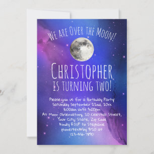 Invitación Las estrellas del espacio exterior en la fiesta de